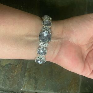 Silver-Tone Lavender Crystal Link Bracelet